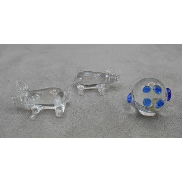 Three Miniature Clear Glass Pig Figurines Art Glass/Ornaments Lot of 3 - Picture 7 of 9
